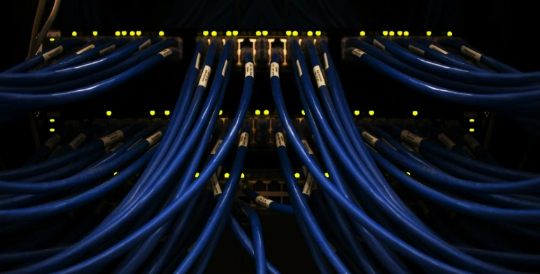 a bunch of blue wires connected to each other
